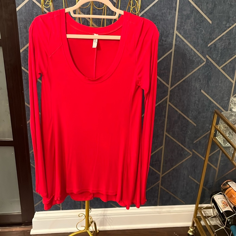 Free People Red Tunic Tee EUC